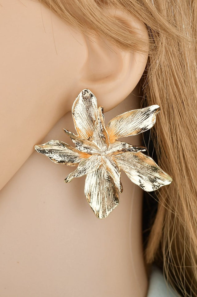 CALORA_ Flora | Grote Bloem Dangle Oorbellen