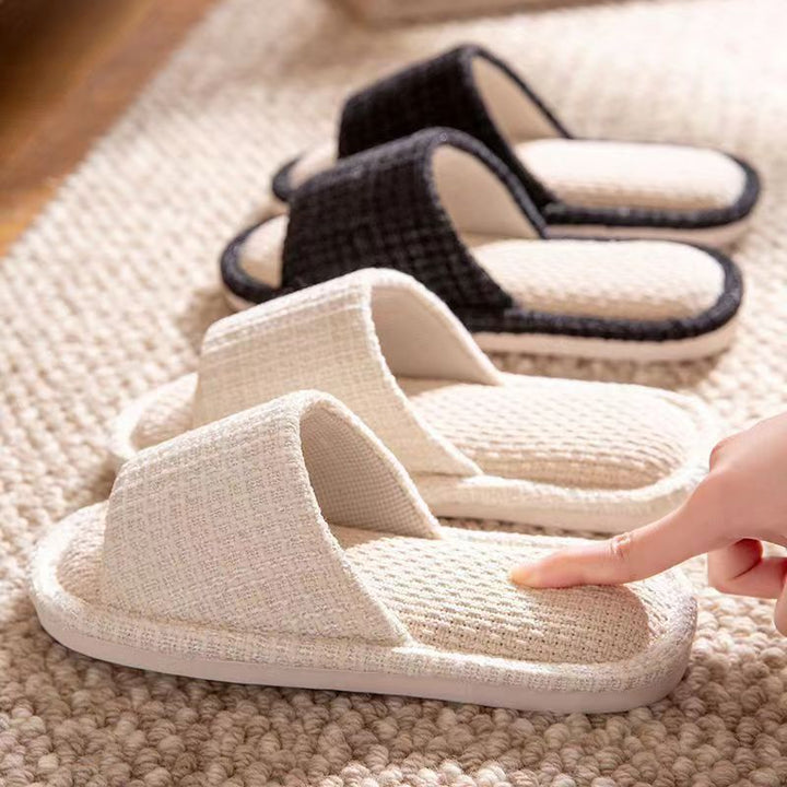 CALORA_ Fluffies | Comfortabele Huis slippers van Katoen met Open Teen
