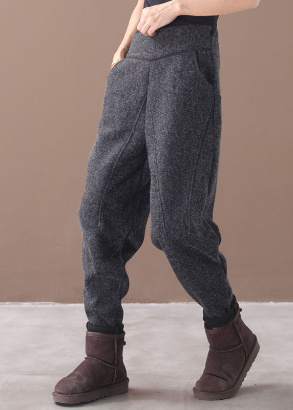 CALORA_ Franse Grijze Zakken Patchwork Warme Fleece Broek