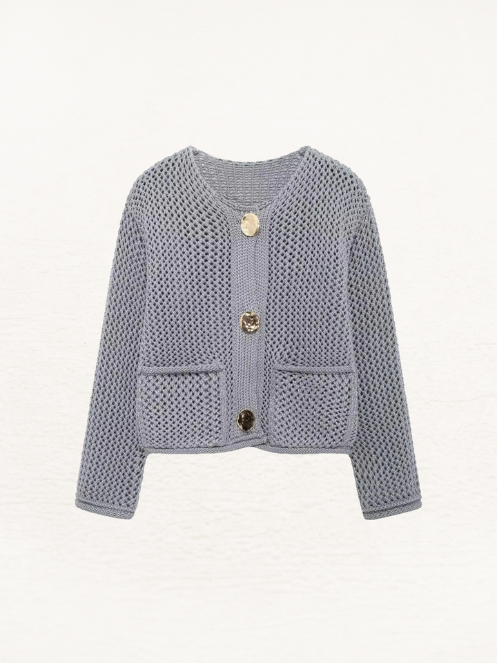 CALORA_ Gebreid Vest Met Metallic Knopen Voor Dames Warm Vest