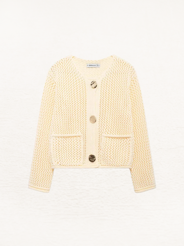 CALORA_ Gebreid Vest Met Metallic Knopen Voor Dames Warm Vest