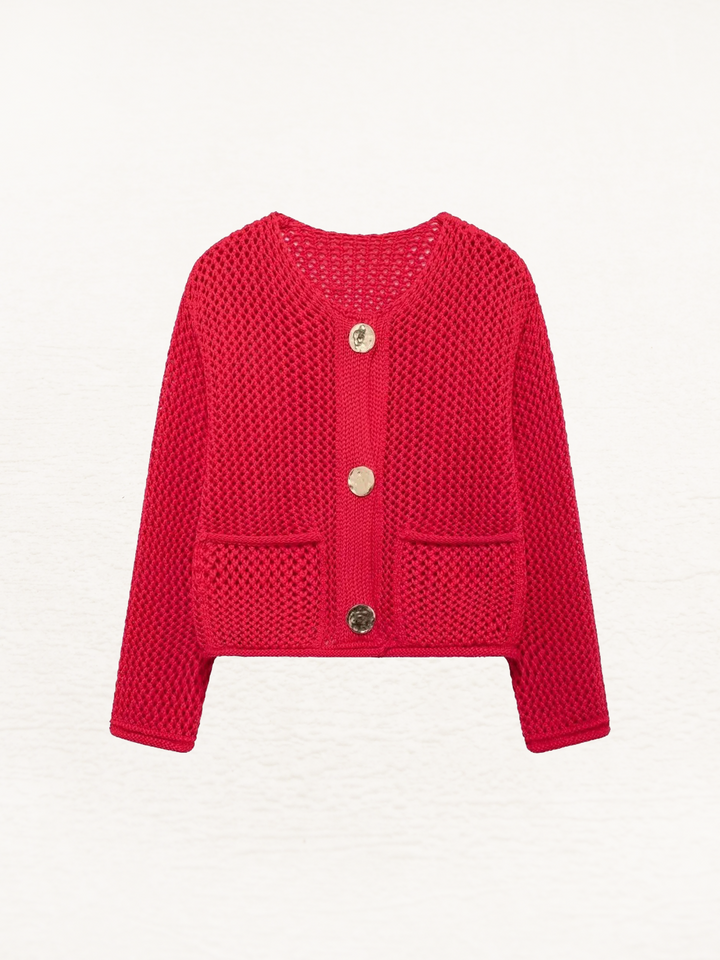 CALORA_ Gebreid Vest Met Metallic Knopen Voor Dames Warm Vest