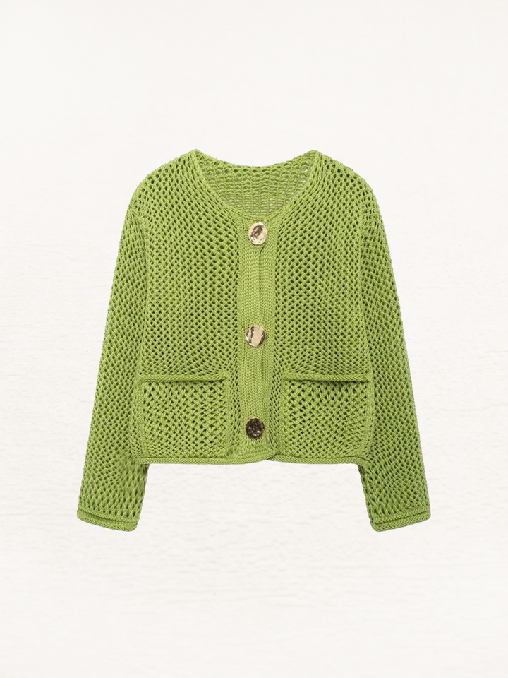 CALORA_ Gebreid Vest Met Metallic Knopen Voor Dames Warm Vest