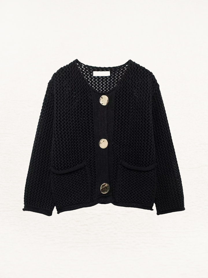CALORA_ Gebreid Vest Met Metallic Knopen Voor Dames Warm Vest