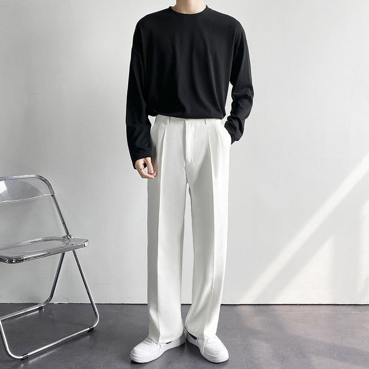 CALORA_ Getailleerde Heren Pantalon Met Plisse En Riemlussen