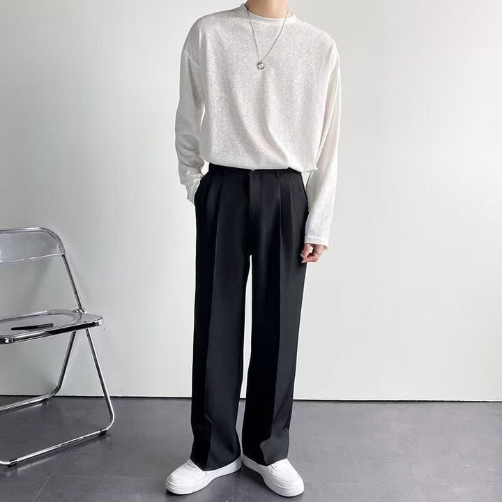CALORA_ Getailleerde Heren Pantalon Met Plisse En Riemlussen