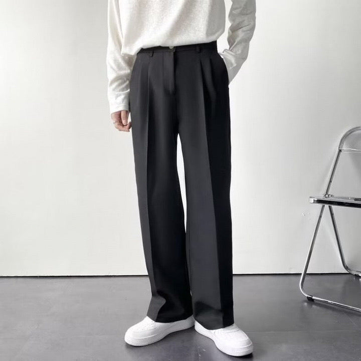 CALORA_ Getailleerde Heren Pantalon Met Plisse En Riemlussen