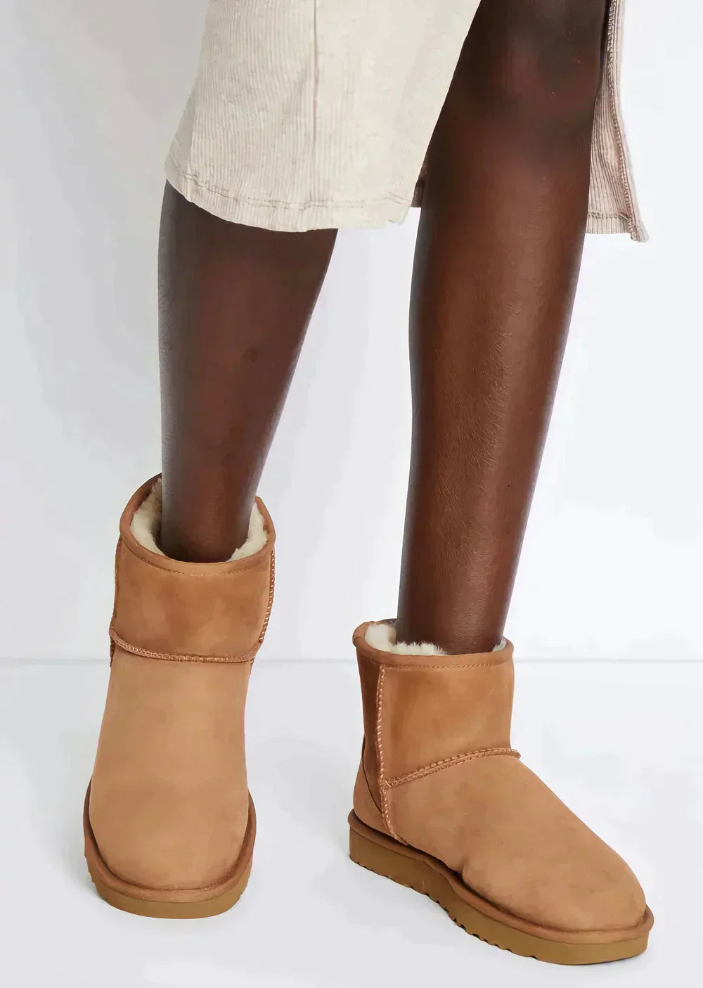 CALORA_ Gevoerde suede enkellaarsjes winter schoenen dames