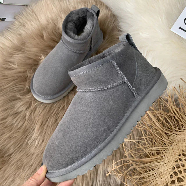CALORA_ Gevoerde suede enkellaarsjes winter schoenen dames