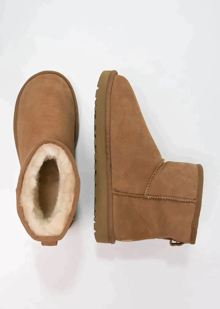 CALORA_ Gevoerde suede enkellaarsjes winter schoenen dames