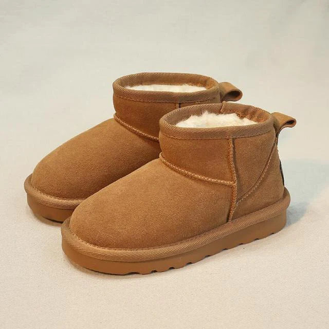 CALORA_ Gevoerde suede enkellaarsjes winter schoenen dames