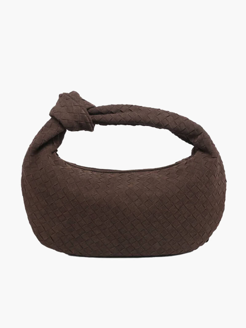 CALORA_ Geweven Suède Handtas Medium met Knoopdetail