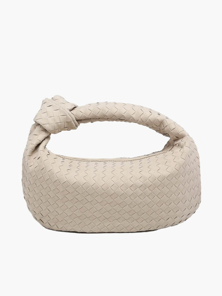 CALORA_ Geweven Suède Handtas Medium met Knoopdetail