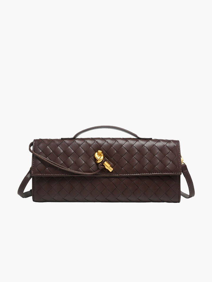 CALORA_ Geweven Vegan Leren Handtas met Knoopsluiting