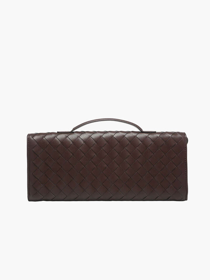CALORA_ Geweven Vegan Leren Handtas met Knoopsluiting