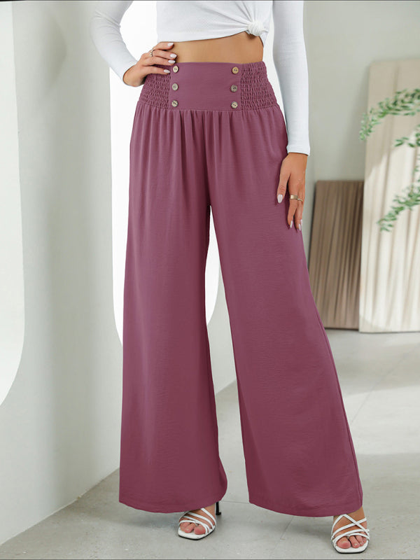 CALORA_ Geweven hoge taille wijde broek