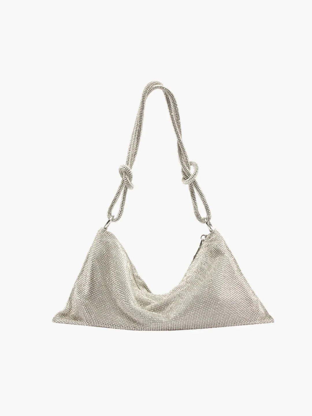 CALORA_ Glam Crystal Mesh Schoudertas Met Knotted Handle Voor Avonden