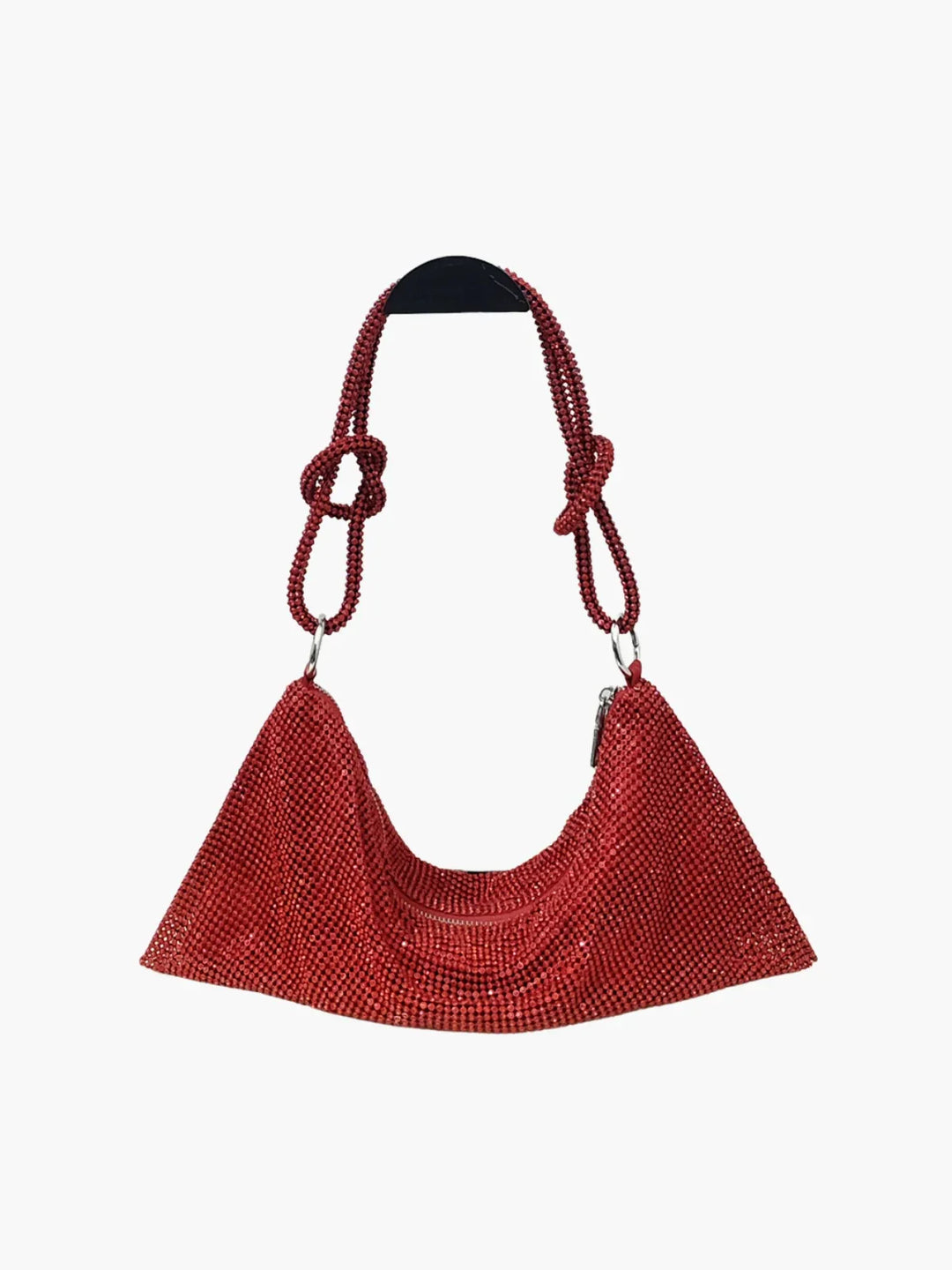 CALORA_ Glam Crystal Mesh Schoudertas Met Knotted Handle Voor Avonden
