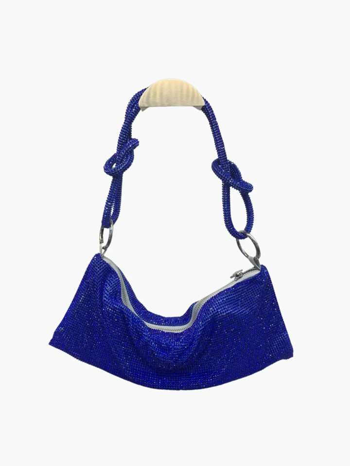 CALORA_ Glam Crystal Mesh Schoudertas Met Knotted Handle Voor Avonden