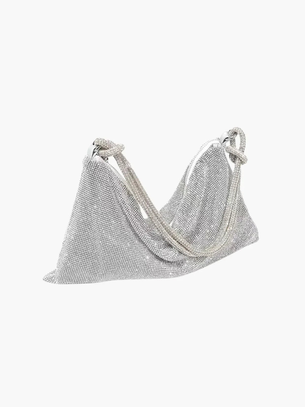 CALORA_ Glam Crystal Mesh Schoudertas Met Knotted Handle Voor Avonden