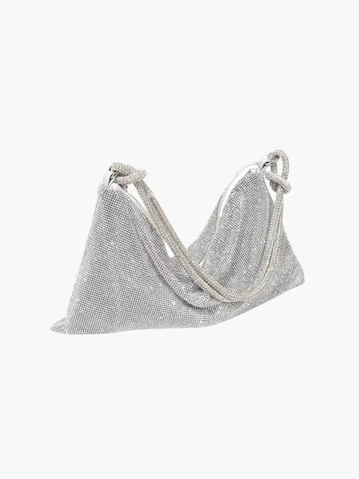 CALORA_ Glam Crystal Mesh Schoudertas Met Knotted Handle Voor Avonden