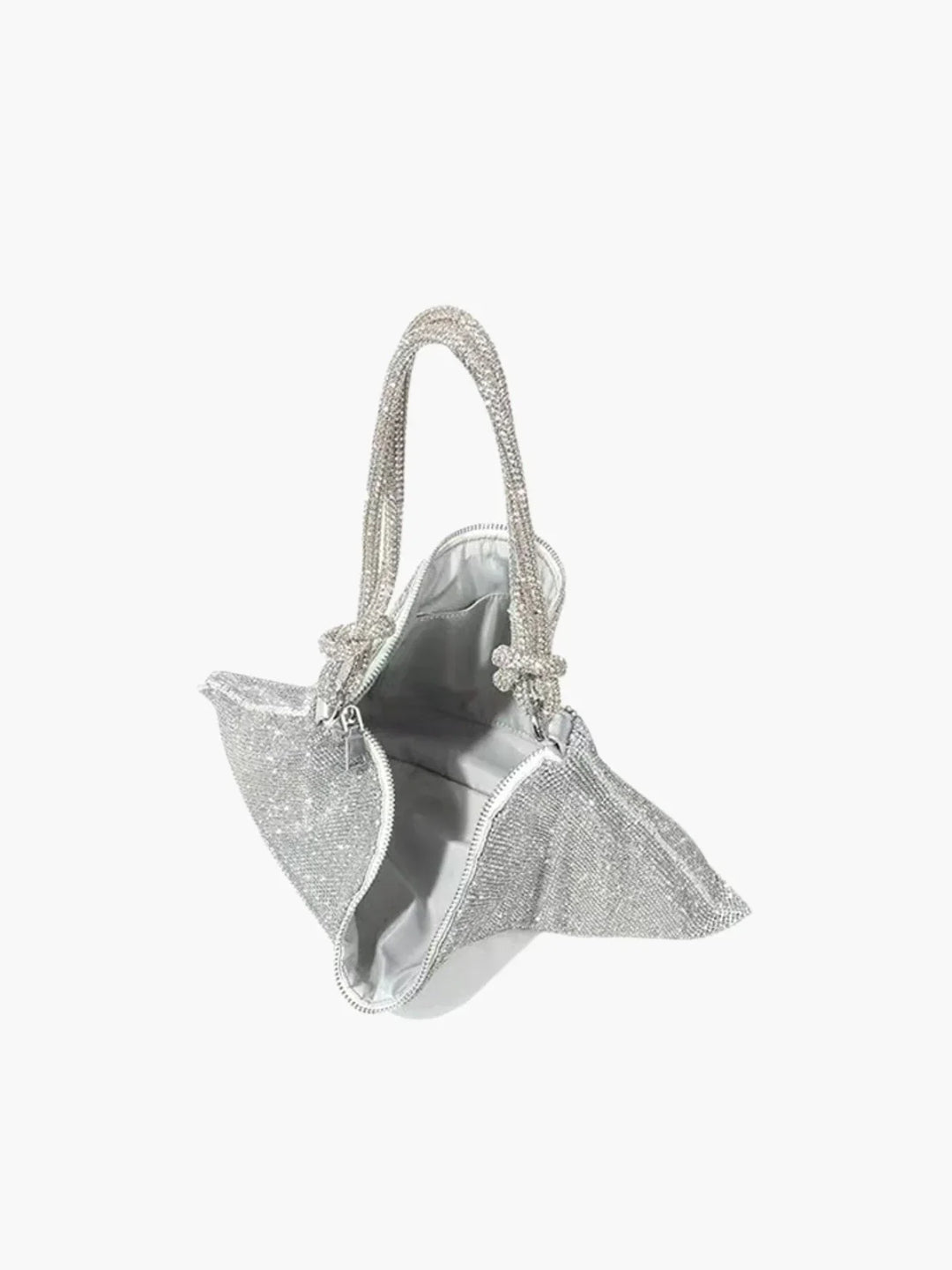 CALORA_ Glam Crystal Mesh Schoudertas Met Knotted Handle Voor Avonden