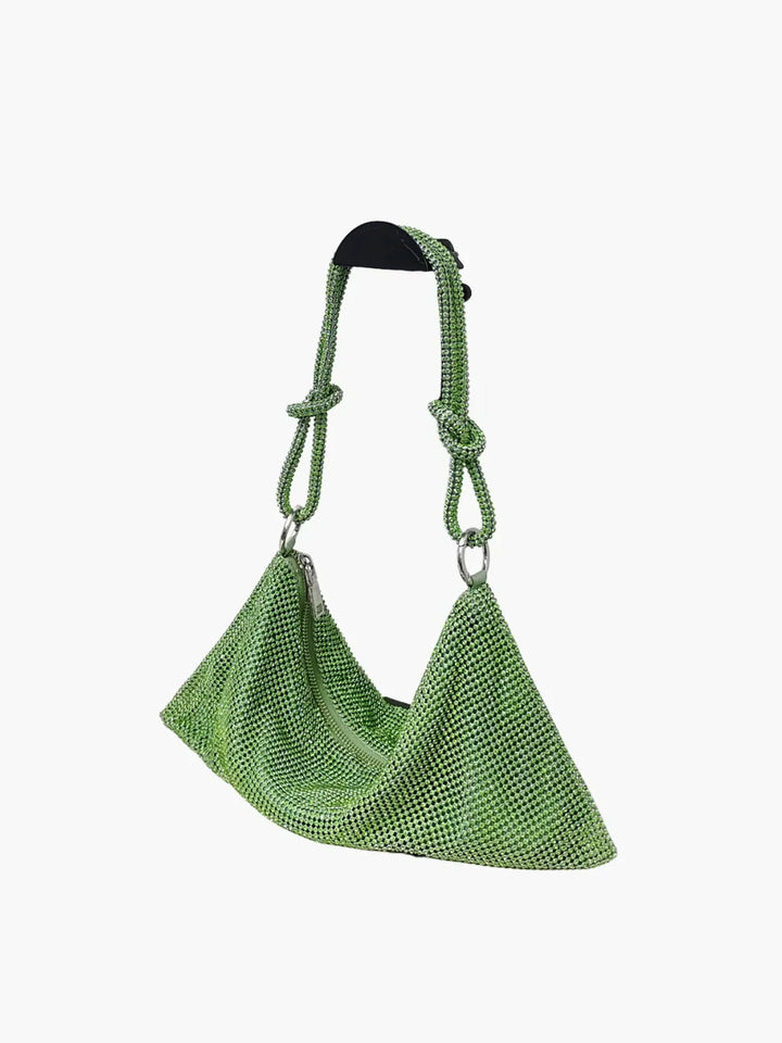 CALORA_ Glam Crystal Mesh Schoudertas Met Knotted Handle Voor Avonden