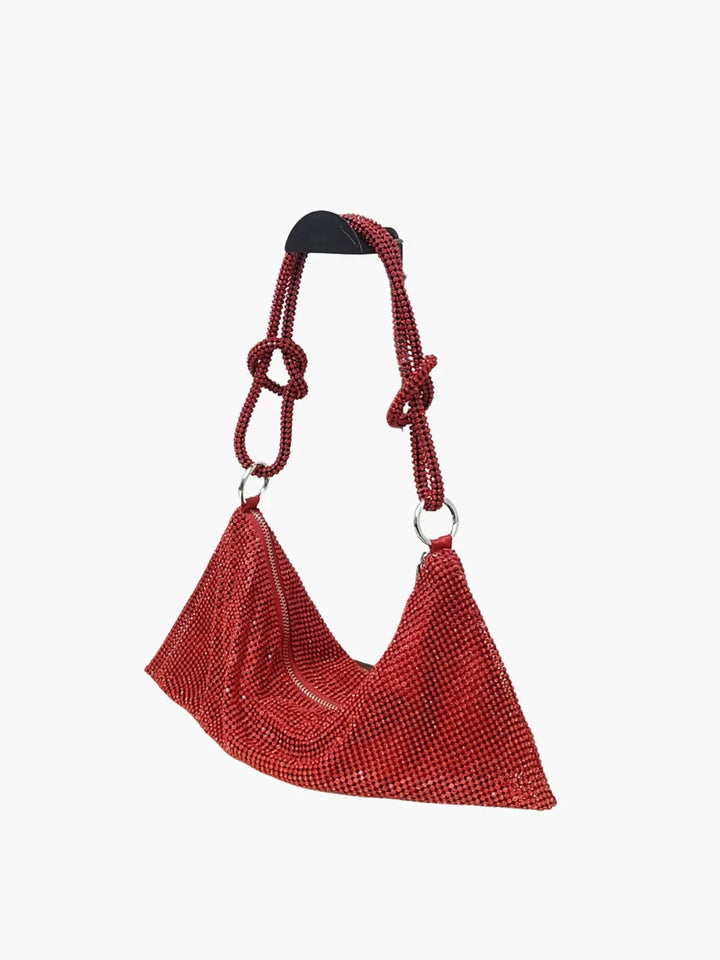CALORA_ Glam Crystal Mesh Schoudertas Met Knotted Handle Voor Avonden