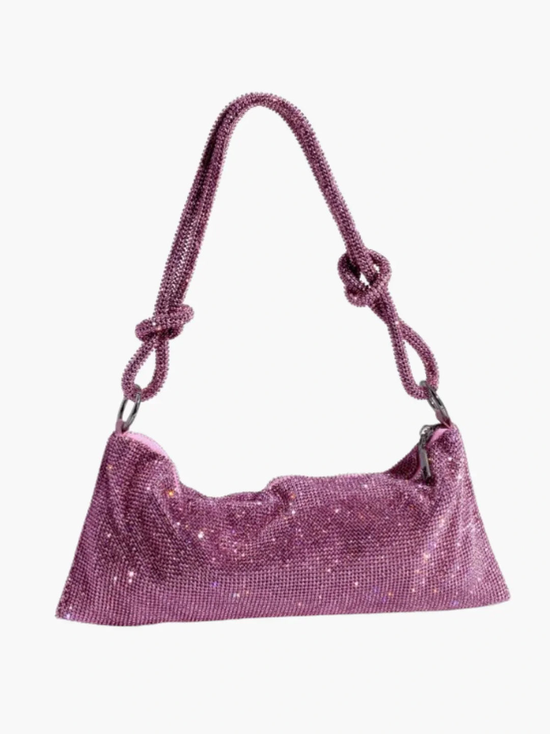 CALORA_ Glam Crystal Mesh Schoudertas Met Knotted Handle Voor Avonden