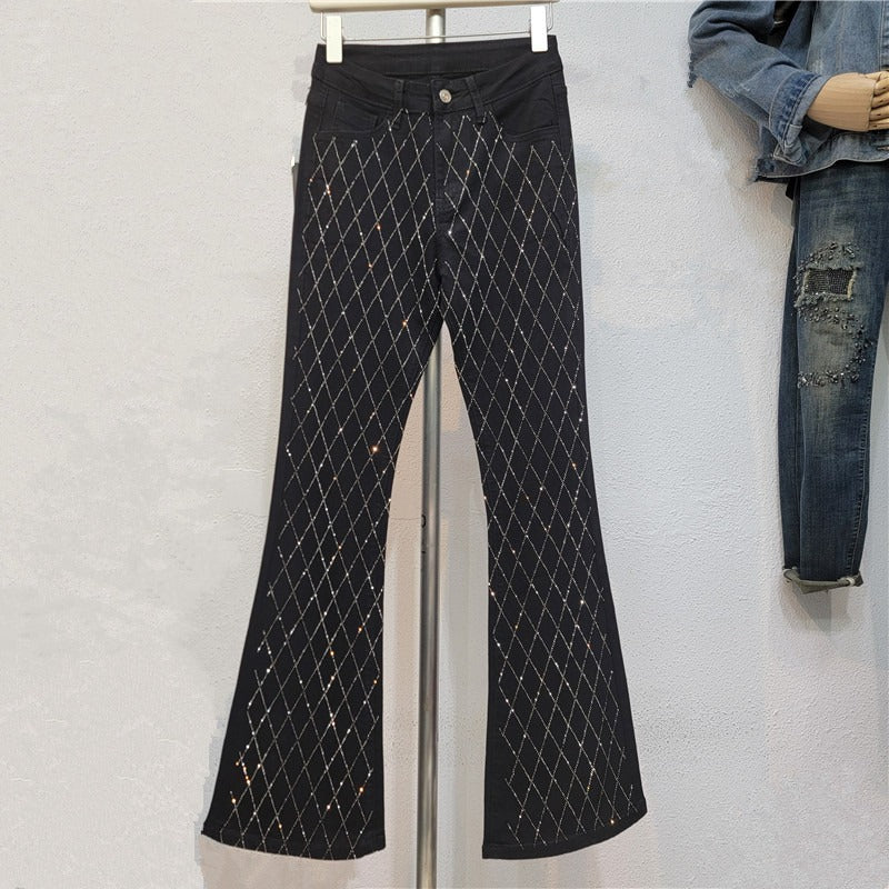 Glamoureuze Denim Jeans met Diamantdetails voor Vrouwen
