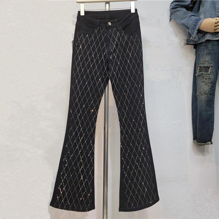 Glamoureuze Denim Jeans met Diamantdetails voor Vrouwen