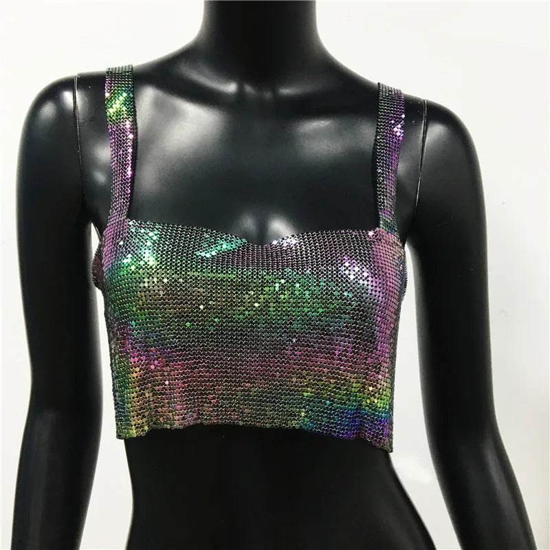 CALORA_ Glinster Cropped Top voor Vrouwen met Smalle Schouderbanden