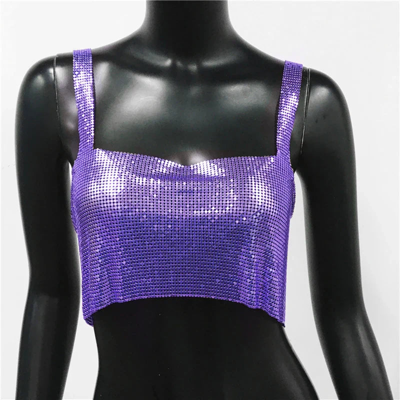 CALORA_ Glinster Cropped Top voor Vrouwen met Smalle Schouderbanden
