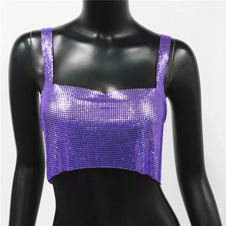 CALORA_ Glinster Cropped Top voor Vrouwen met Smalle Schouderbanden