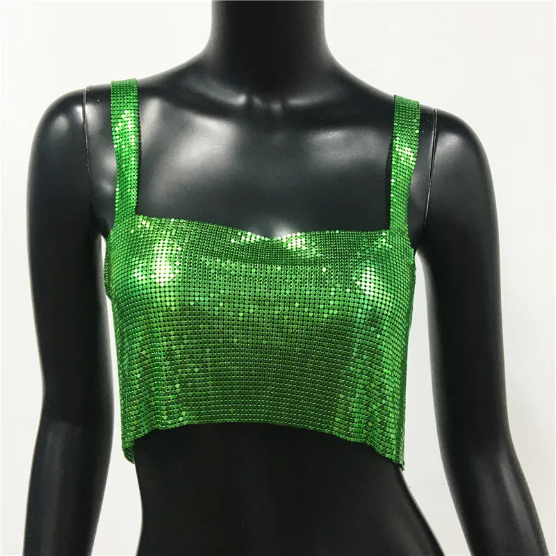 CALORA_ Glinster Cropped Top voor Vrouwen met Smalle Schouderbanden