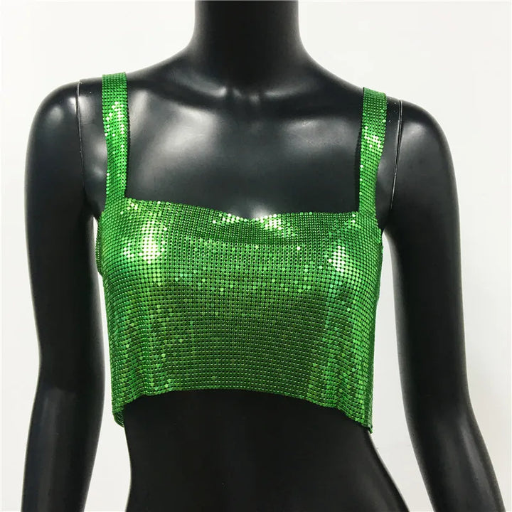 CALORA_ Glinster Cropped Top voor Vrouwen met Smalle Schouderbanden