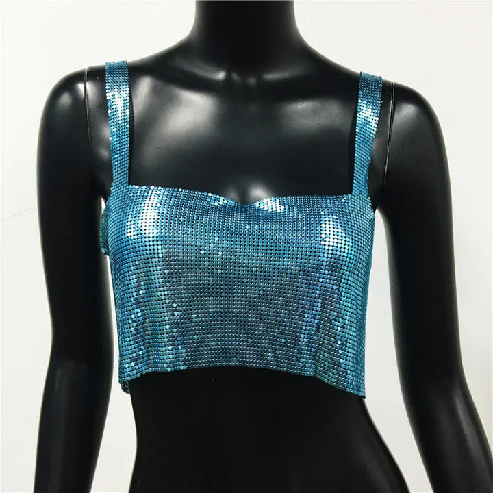 CALORA_ Glinster Cropped Top voor Vrouwen met Smalle Schouderbanden