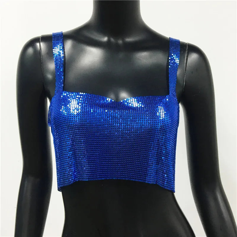 CALORA_ Glinster Cropped Top voor Vrouwen met Smalle Schouderbanden