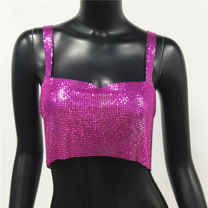 CALORA_ Glinster Cropped Top voor Vrouwen met Smalle Schouderbanden
