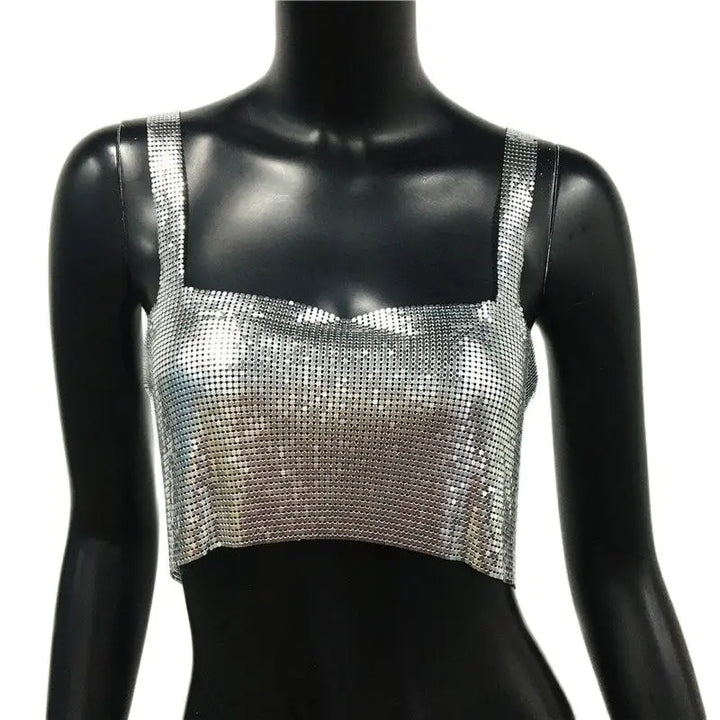 CALORA_ Glinster Cropped Top voor Vrouwen met Smalle Schouderbanden