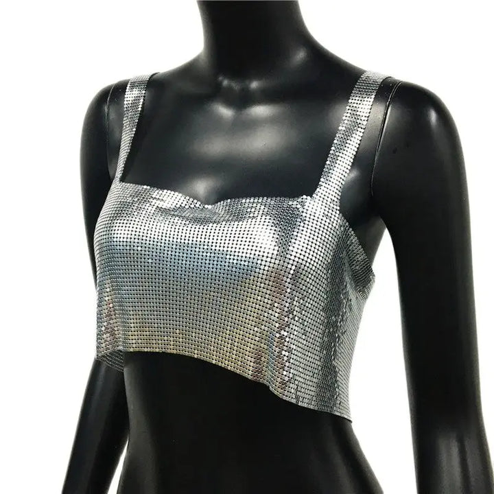 CALORA_ Glinster Cropped Top voor Vrouwen met Smalle Schouderbanden