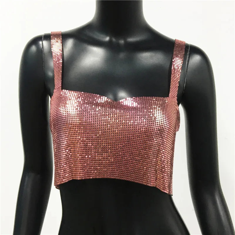 CALORA_ Glinster Cropped Top voor Vrouwen met Smalle Schouderbanden