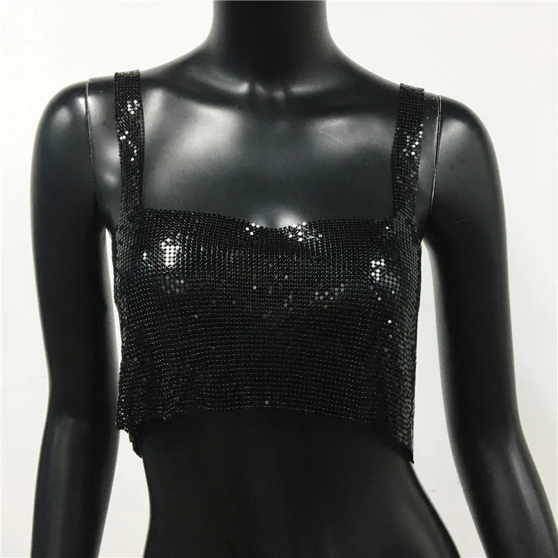 CALORA_ Glinster Cropped Top voor Vrouwen met Smalle Schouderbanden