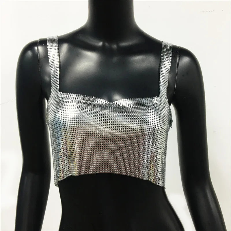 CALORA_ Glinster Cropped Top voor Vrouwen met Smalle Schouderbanden
