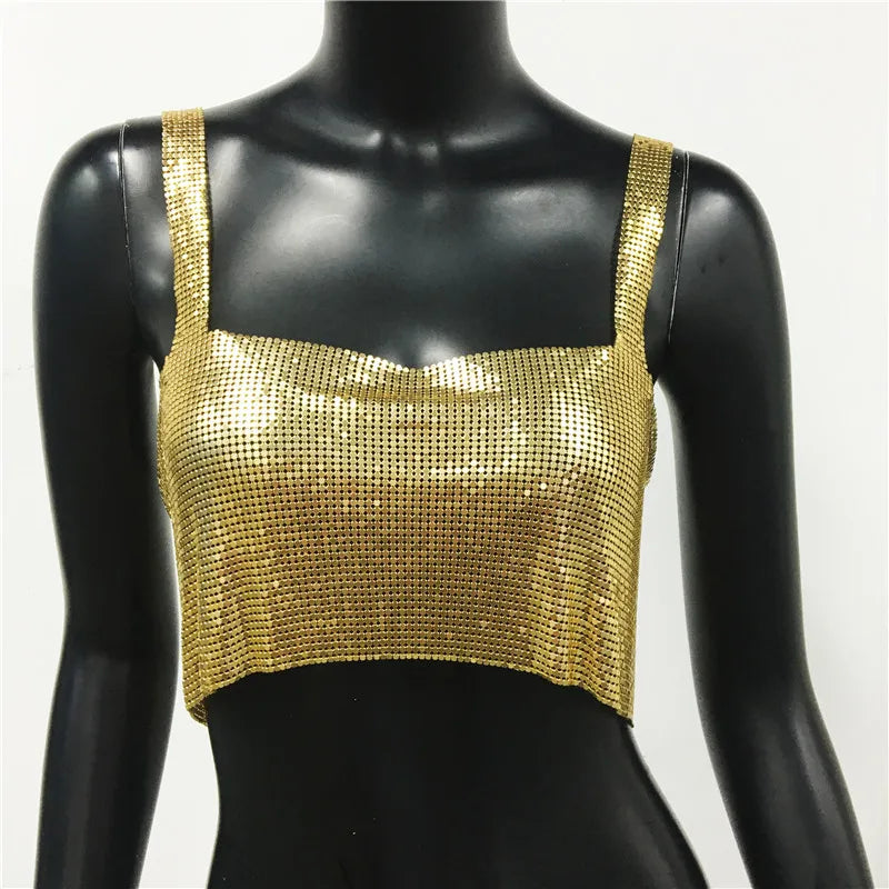 CALORA_ Glinster Cropped Top voor Vrouwen met Smalle Schouderbanden