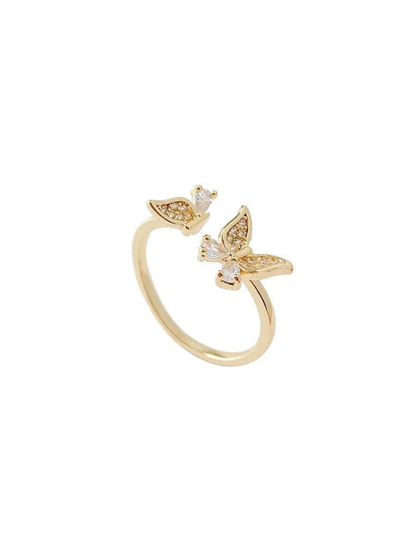 CALORA_ Gouden Vlinder Zircon Ring