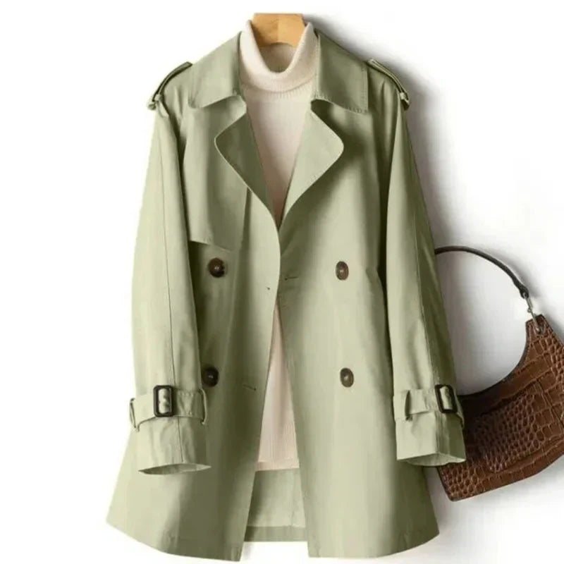 CALORA_ Dames Trenchcoat met Dubbele Rij Knopen en Flatterend Silhouet