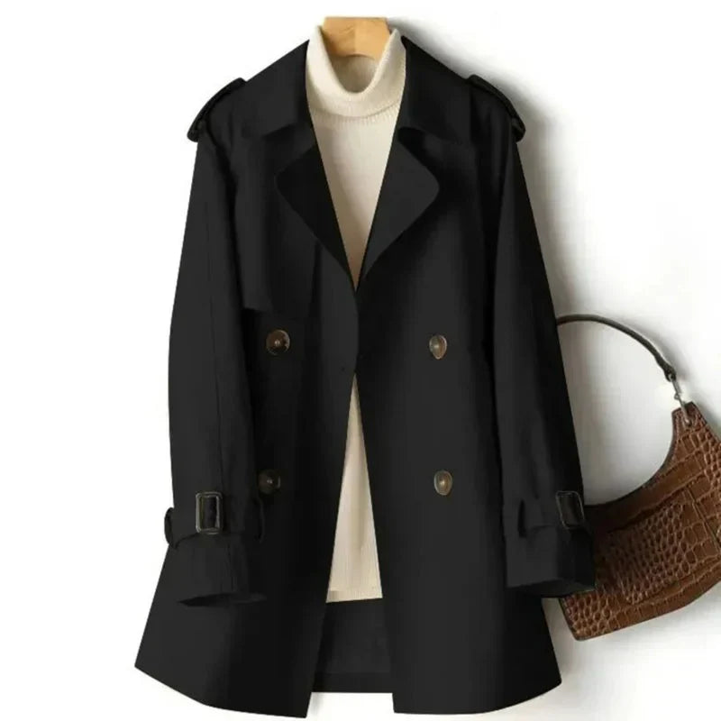CALORA_ Dames Trenchcoat met Dubbele Rij Knopen en Flatterend Silhouet