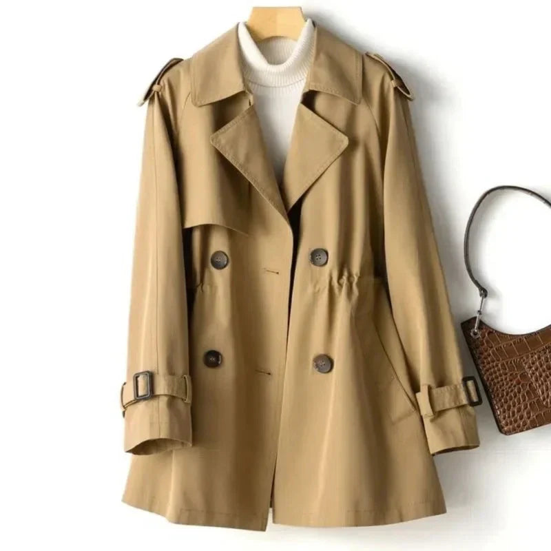 CALORA_ Dames Trenchcoat met Dubbele Rij Knopen en Flatterend Silhouet