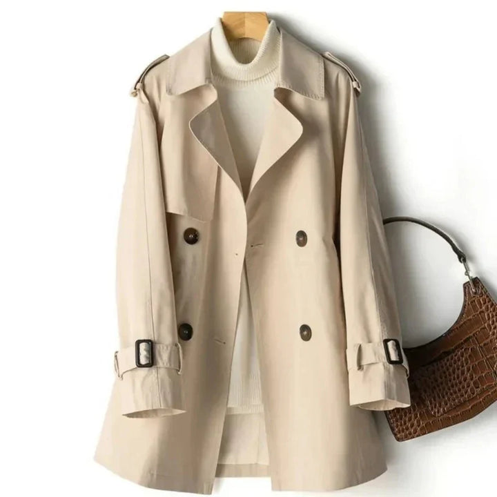 CALORA_ Dames Trenchcoat met Dubbele Rij Knopen en Flatterend Silhouet